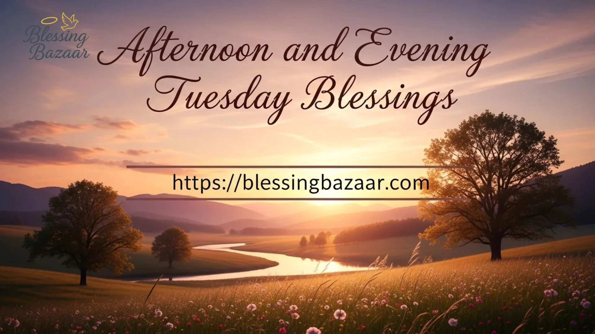 A tranquil Tuesday afternoon transitioning into evening, evoking feelings of blessings and calmness.