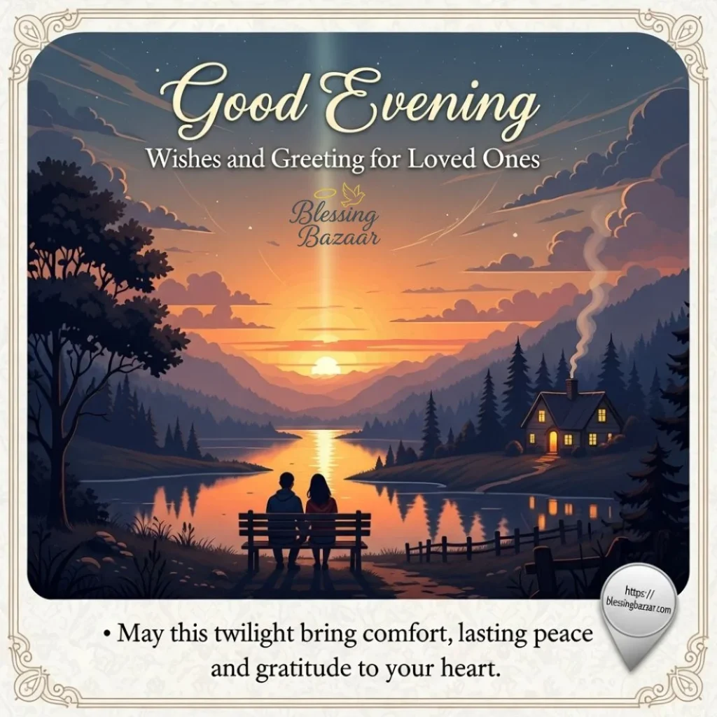 A warm graphic conveying good evening wishes for loved ones, featuring soft colors and heartfelt text.