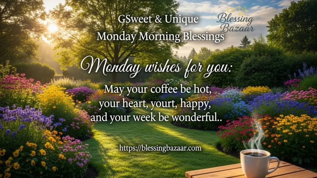 Inspirational Monday morning wishes with bright colors and motivational phrases to encourage a great week ahead.
