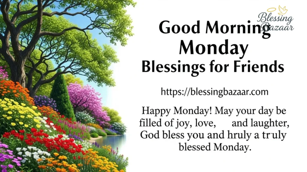 An inspiring image conveying good morning blessings for friends, adorned with vibrant colors and positive messages for Monday.