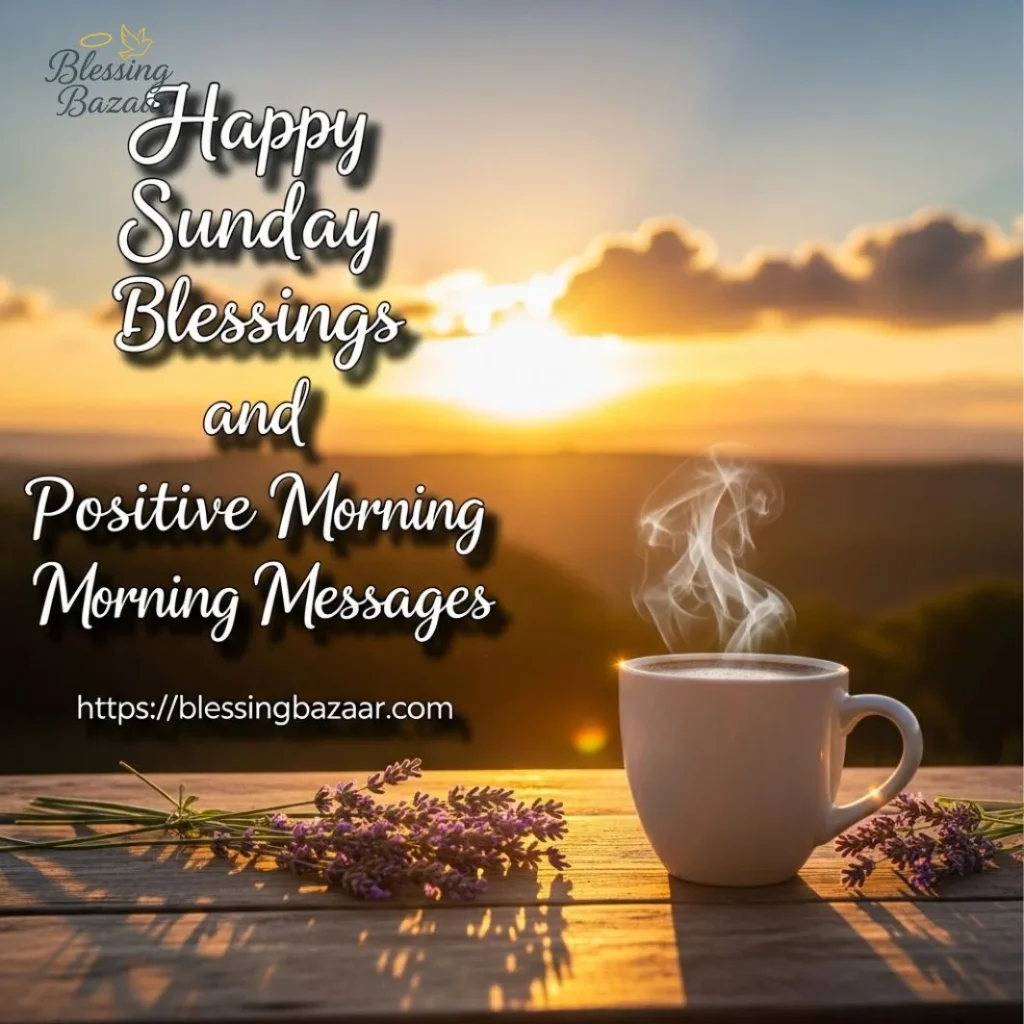 A cheerful graphic featuring Good Morning Sunday blessings and uplifting morning messages in vibrant colors.