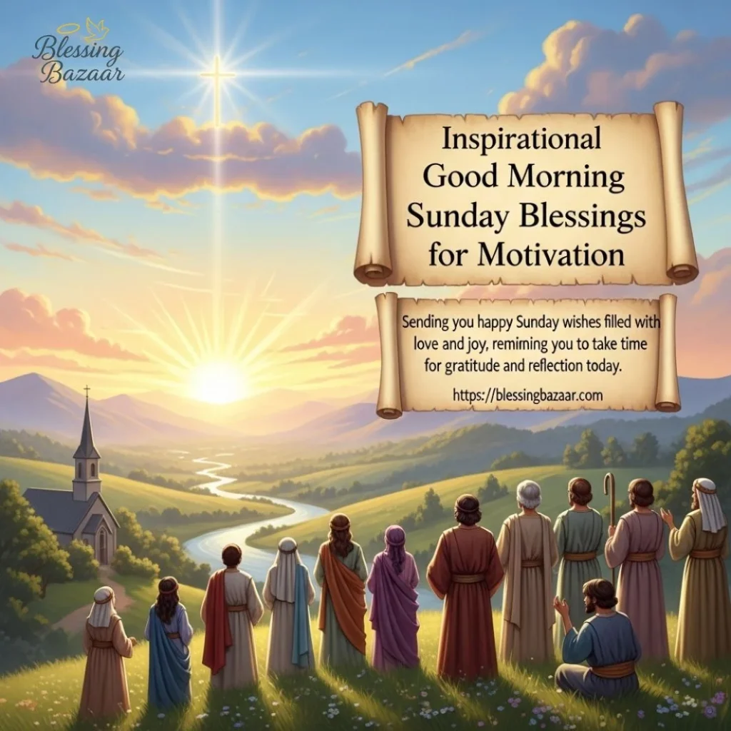 A motivational graphic featuring Sunday blessings and an uplifting good morning message.