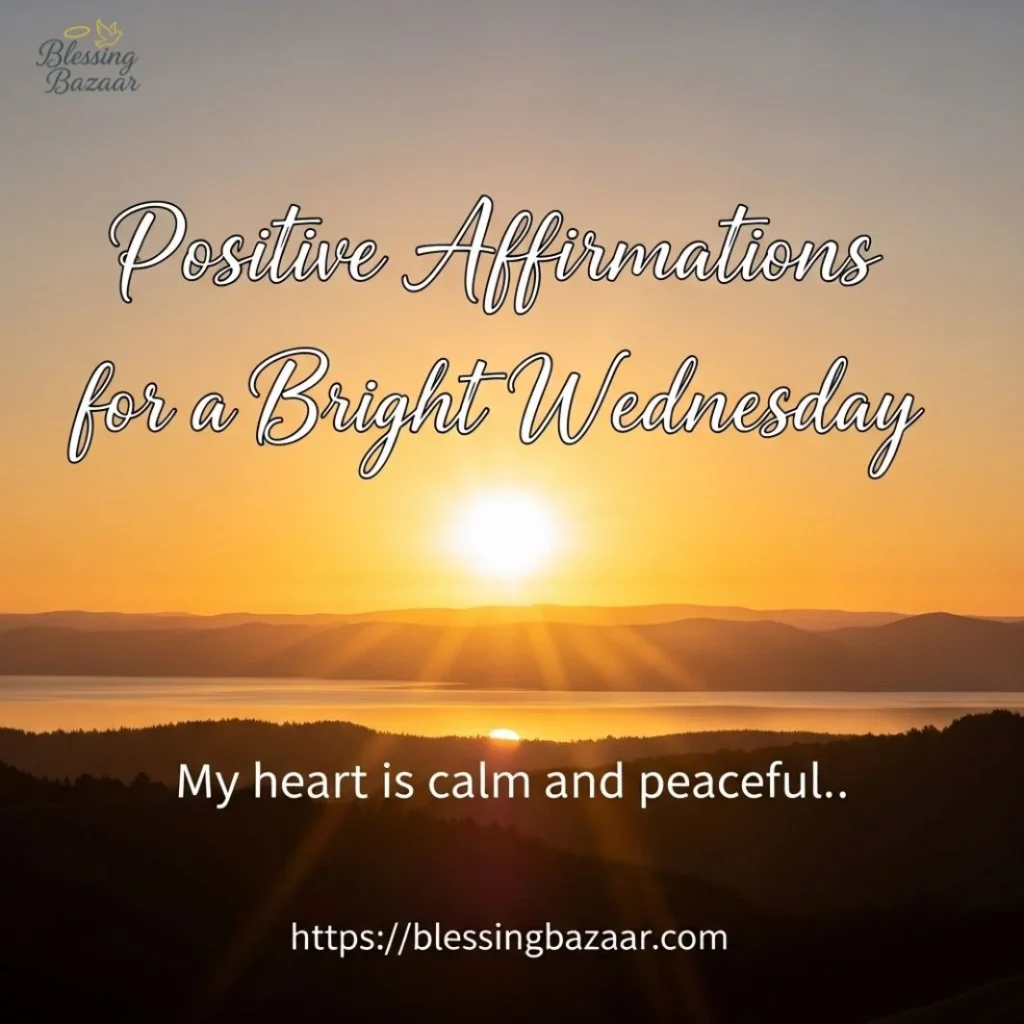 A colorful graphic featuring positive affirmations to inspire a bright and uplifting Wednesday
