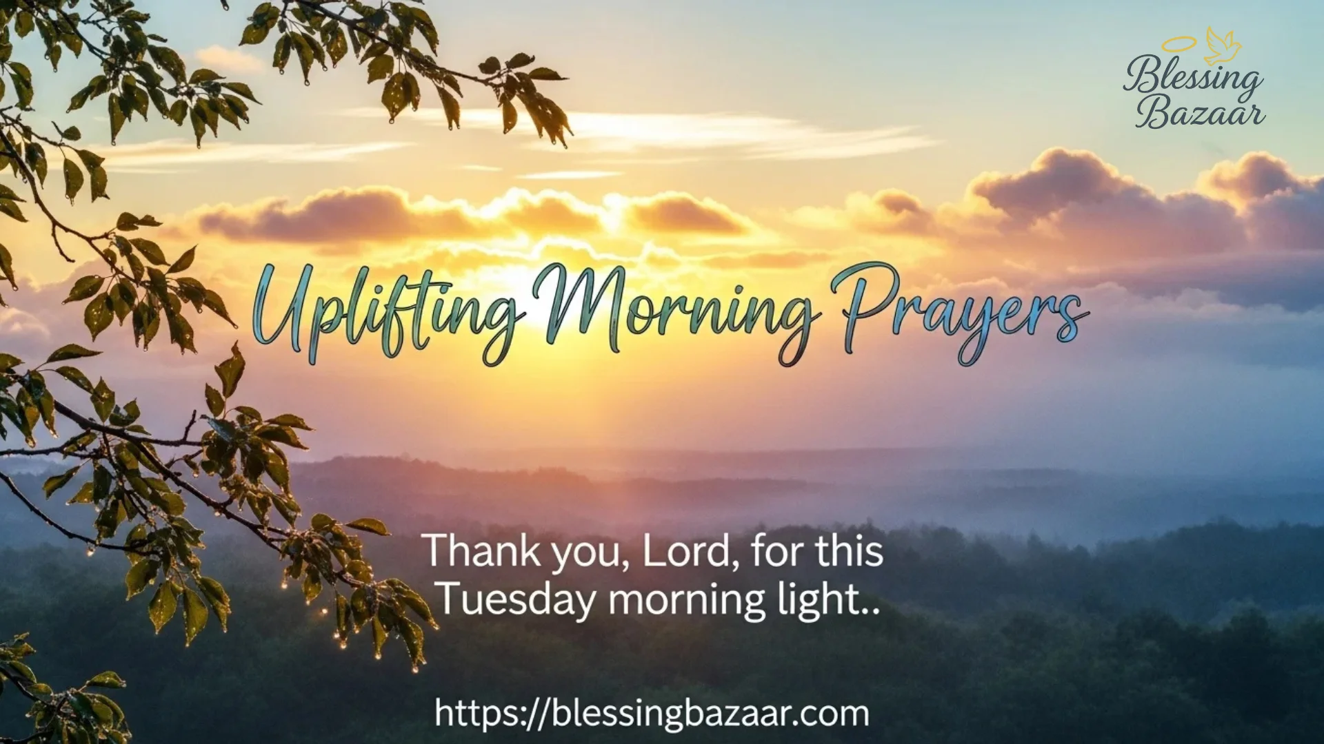 A peaceful good morning tuesday blessings scene with people of different faiths joining together in prayer, fostering unity and harmony.