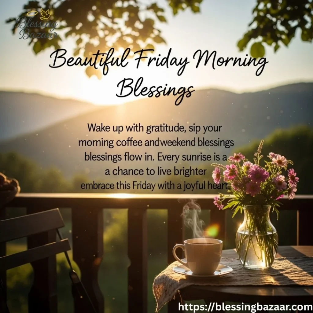 A picturesque Friday morning with gentle sunlight and nature, evoking feelings of peace and gratitude.