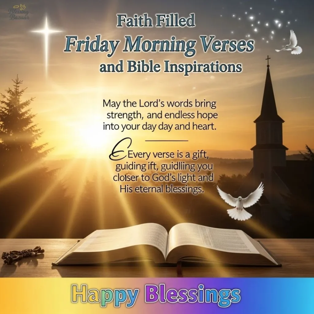 Inspirational Bible verses for Friday morning, encouraging reflection and spiritual growth.

