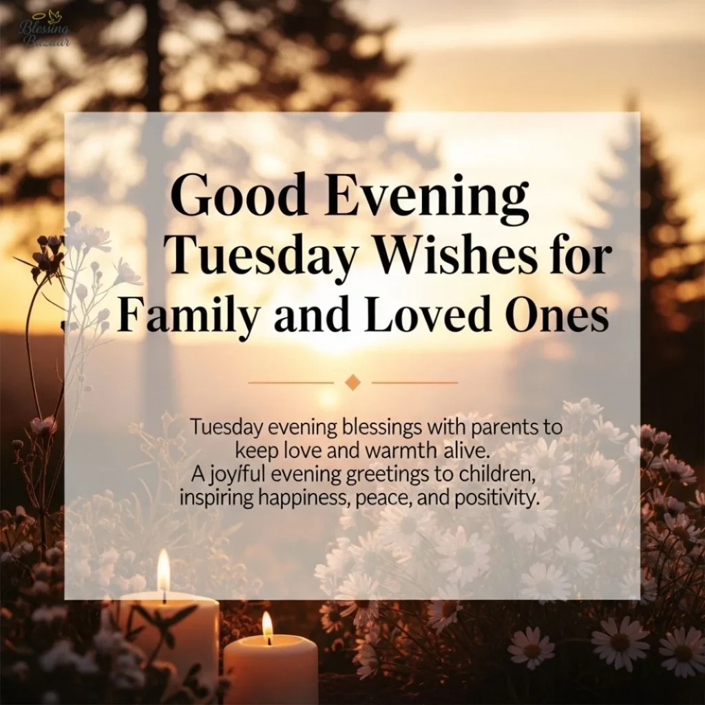 Evening wishes for family and loved ones, conveying warmth and affection on a Tuesday night.
