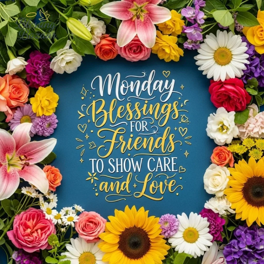 A serene Monday evening scene, radiating blessings and warmth for loved ones gathered together in joy and gratitude.
