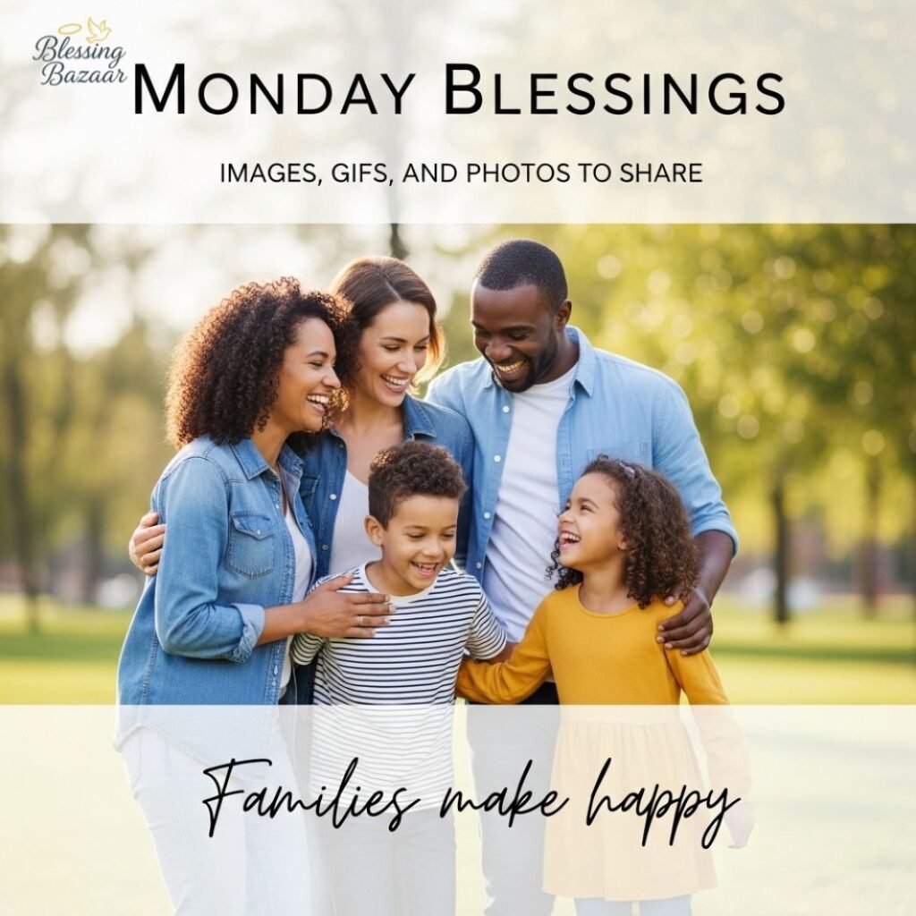 A serene Monday evening scene, radiating blessings and warmth for loved ones gathered together in joy and gratitude.
