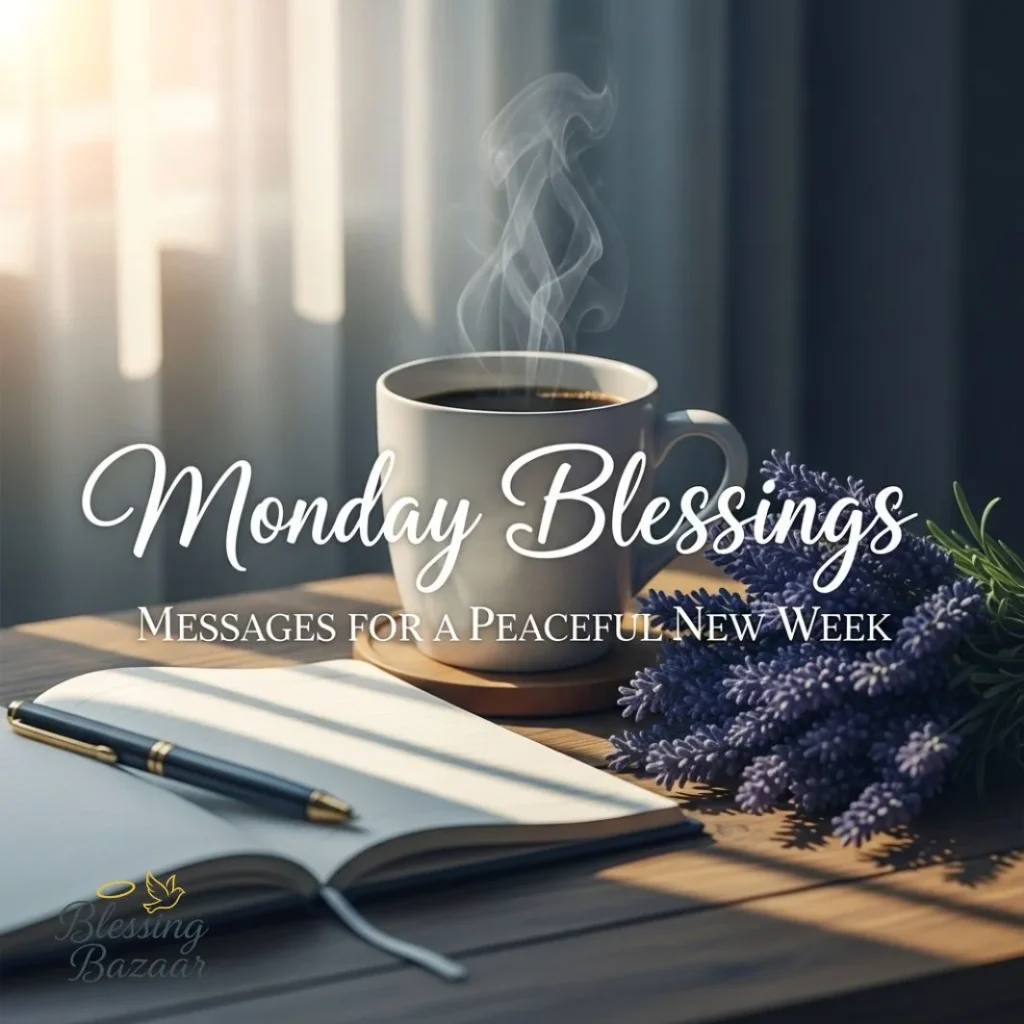 A serene Monday evening scene, radiating blessings and warmth for loved ones gathered together in joy and gratitude.