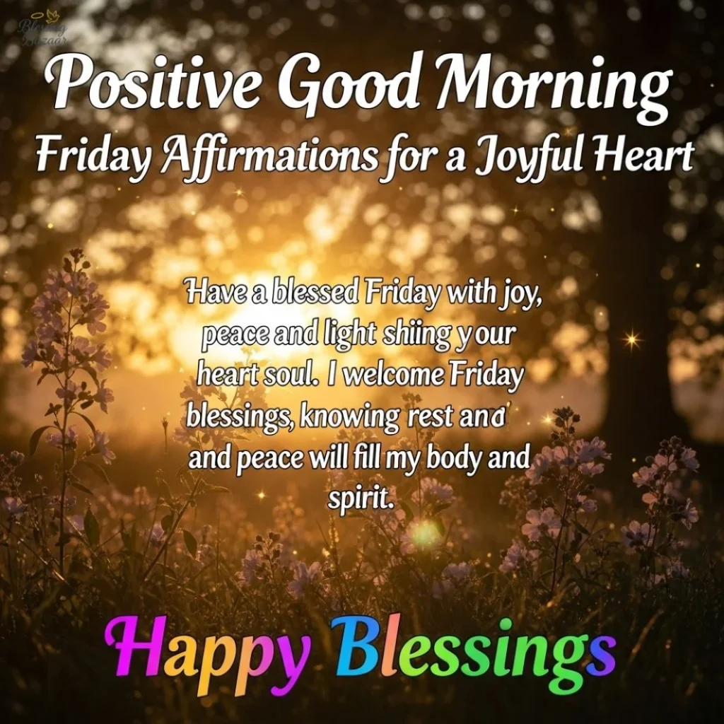 Vibrant image conveying joyful Friday morning greetings with colorful designs and positive vibes.
