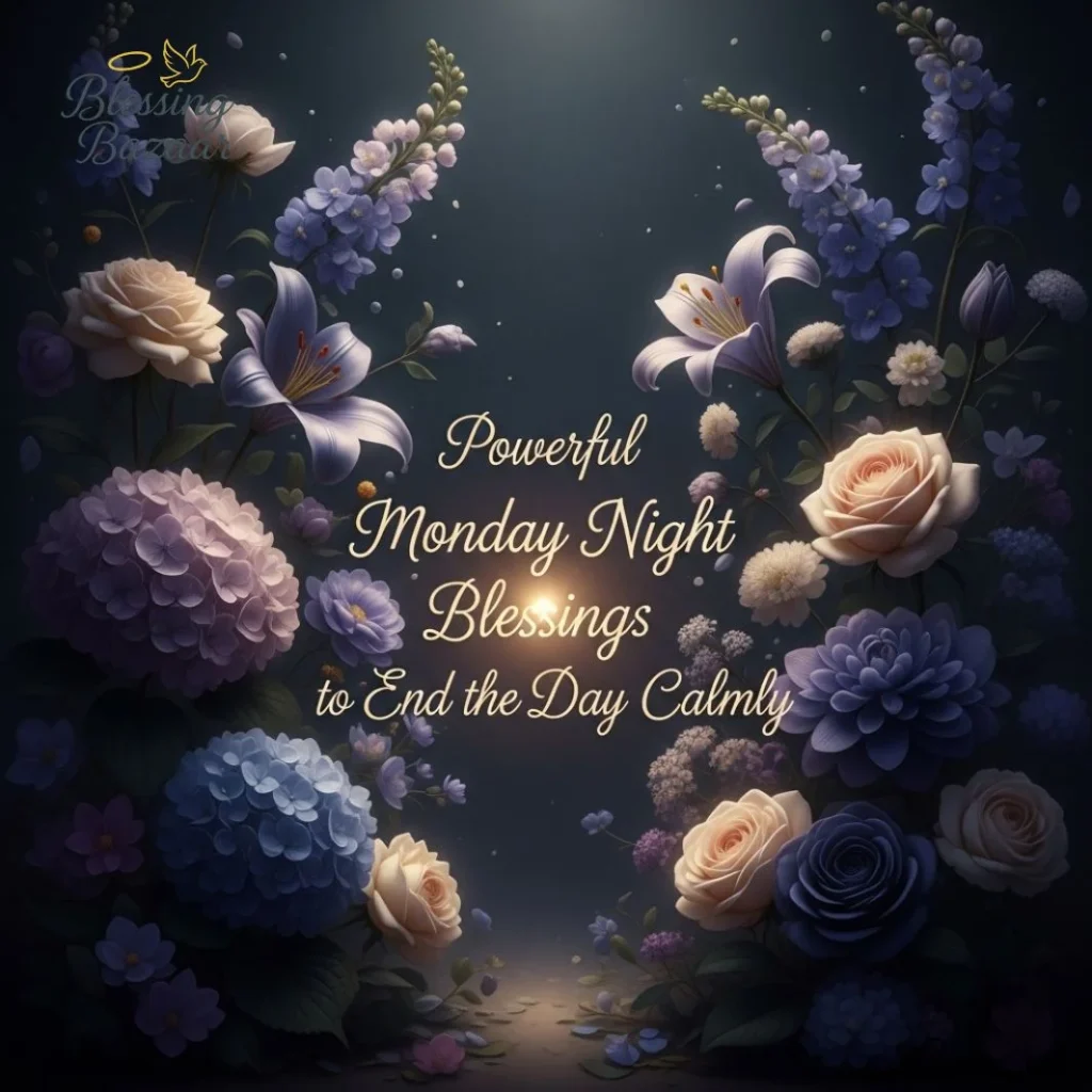 A tranquil Monday evening filled with blessings, showcasing loved ones enjoying each other's company in a peaceful setting.