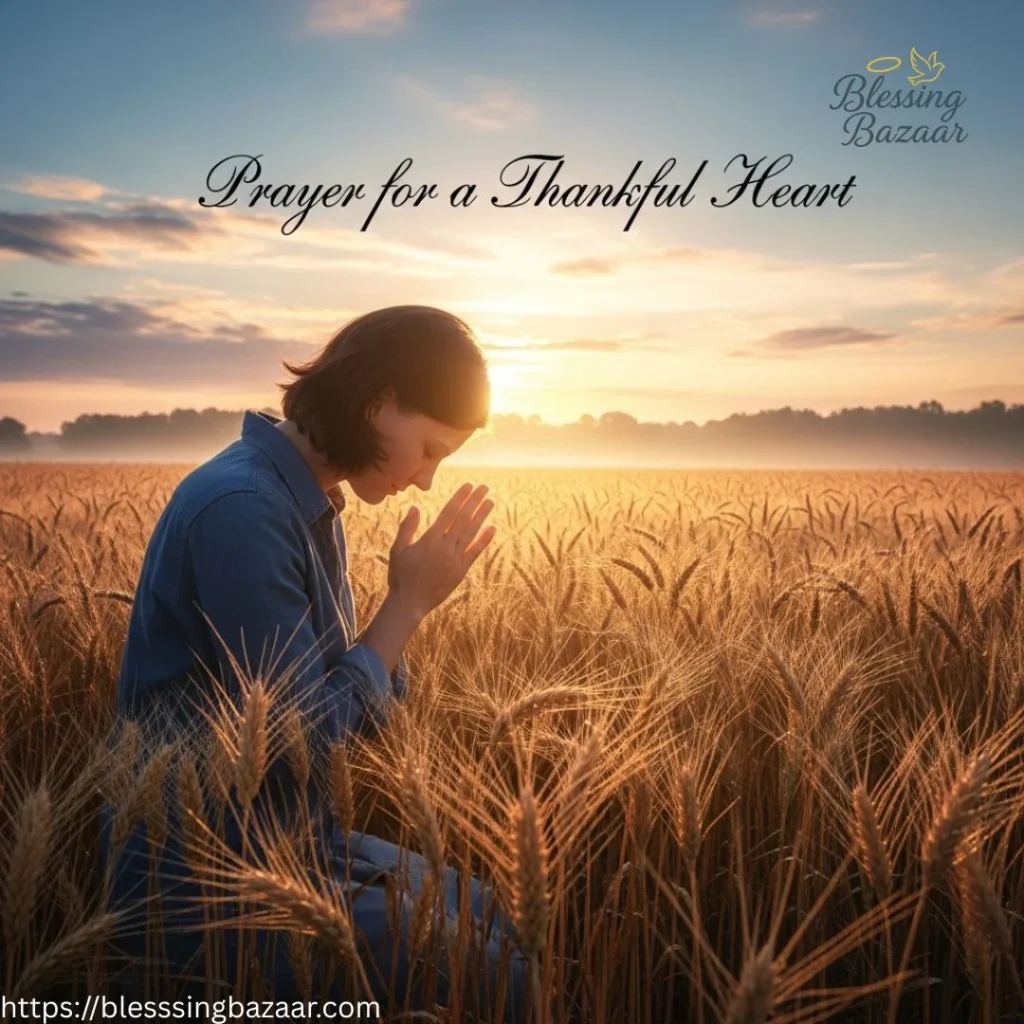 An illustration of a person in prayer, expressing gratitude and reflecting on a thankful heart.