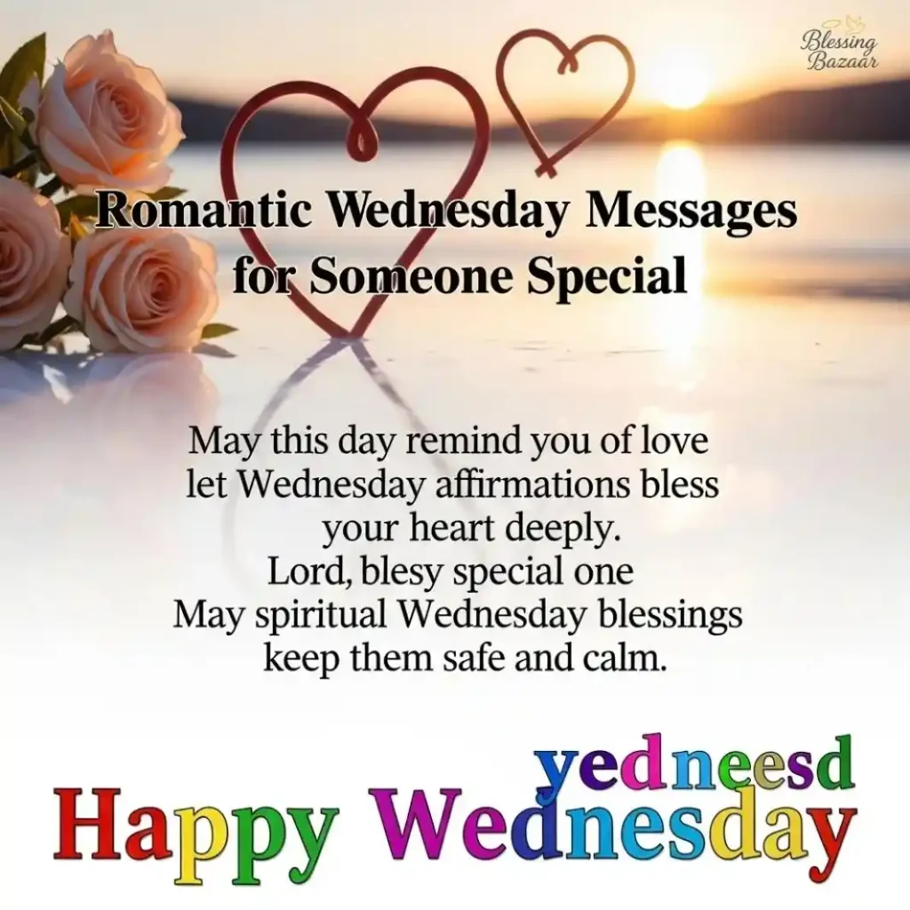 Colorful graphic wishing friends a happy Wednesday with cheerful designs and uplifting messages.
