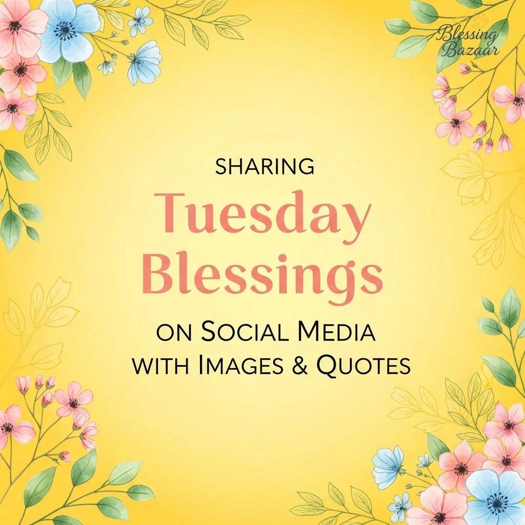 Social media post featuring uplifting images and quotes celebrating Tuesday blessings.