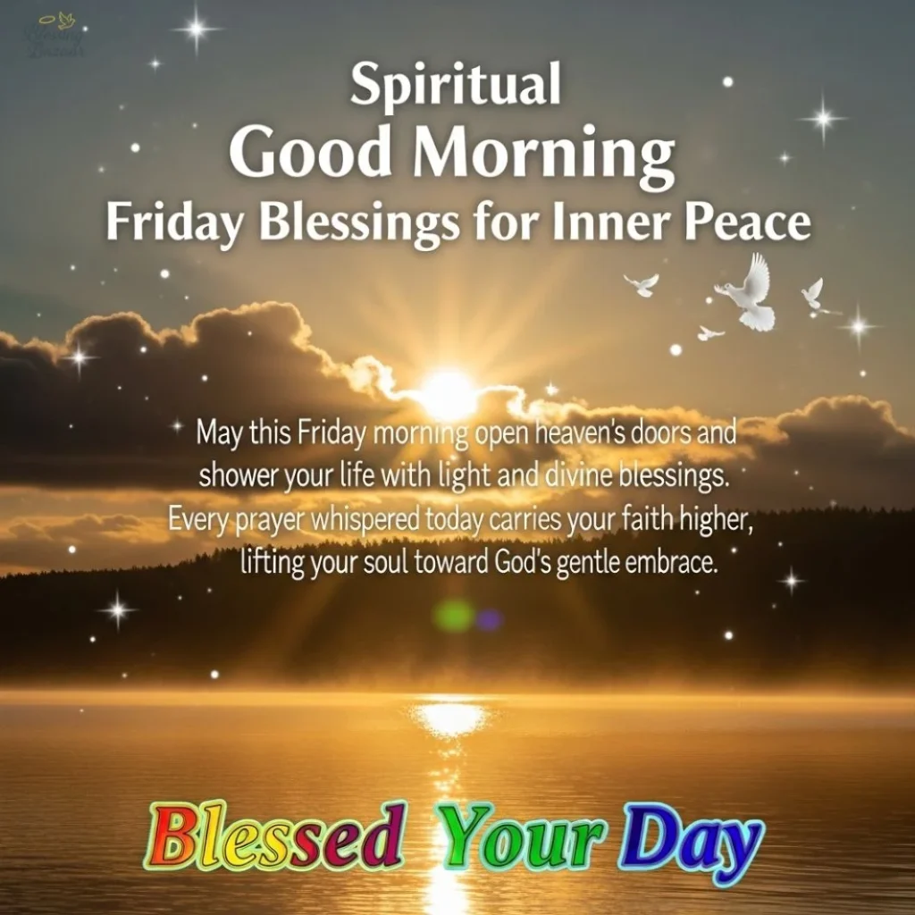 A peaceful sunrise image symbolizing spiritual blessings and inner tranquility for a fulfilling Friday morning Blessings.
