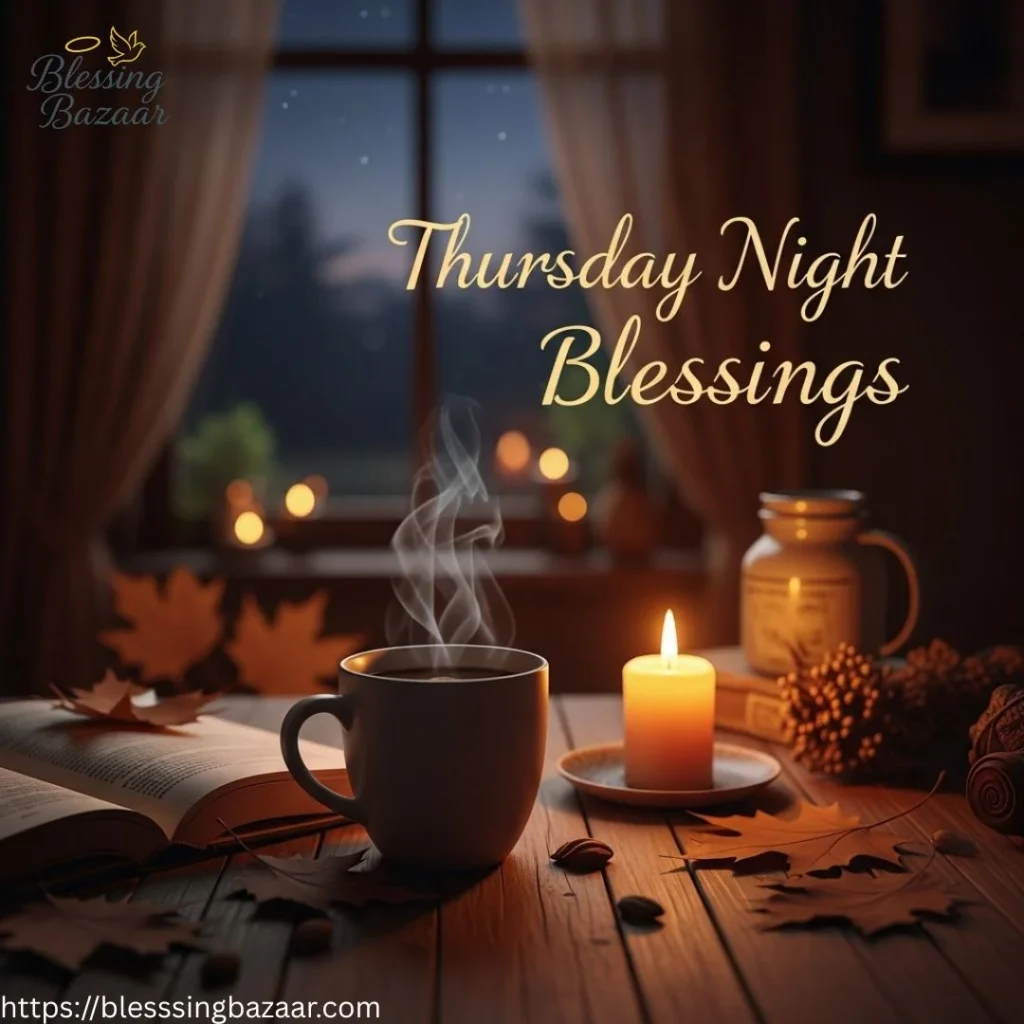 A tranquil evening setting, evoking feelings of gratitude and reflection for the blessings of Thursday night.